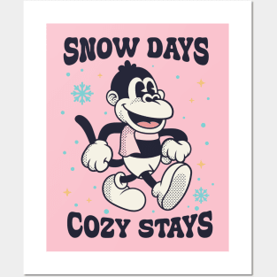 Monkey, Snow days cozy stays Posters and Art